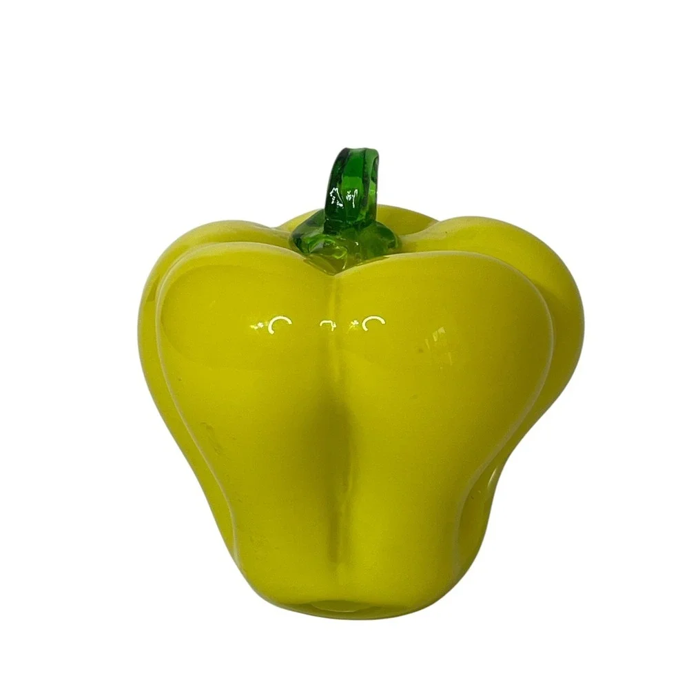 Blown Glass Yellow Bell Pepper Decorative‎ Vegetable 3 3/4